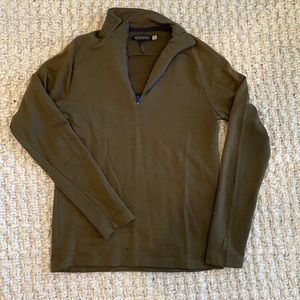 Banana Republic Olive Green Quarter Zip 100% Wool Sweater size small